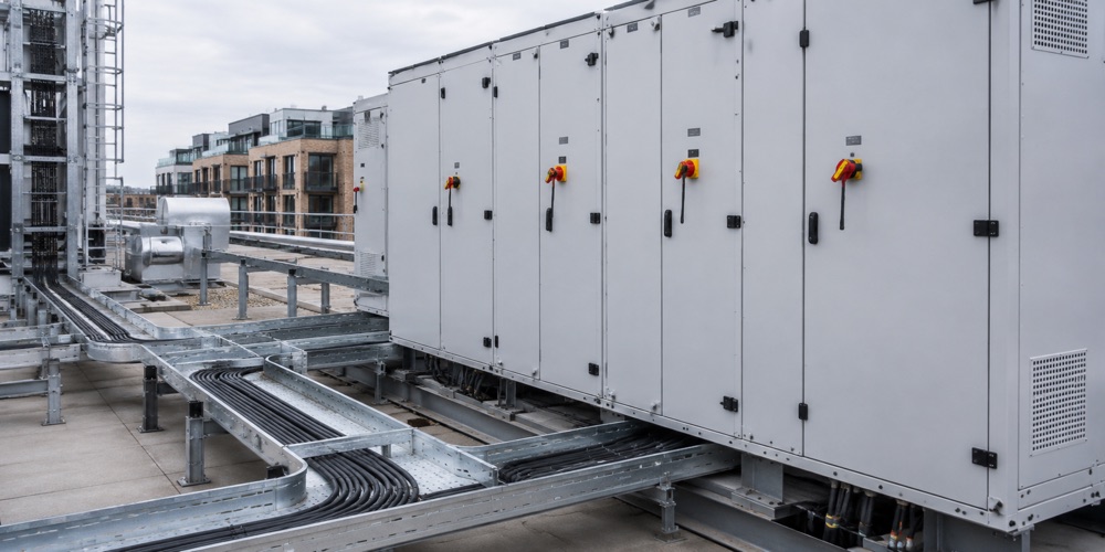 Electrical control panels and switchgear serving building plant